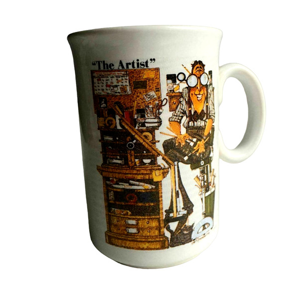 The Artist Coffee Mug Cup 3M Remount Advertising England Rare Vintage 70s - Picture 1 of 8